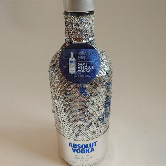 ABSOLUT VODKA Disco Bottle Flip Sequin Bottle Cover 750ml bottle EMPTY - Picture 1 of 4